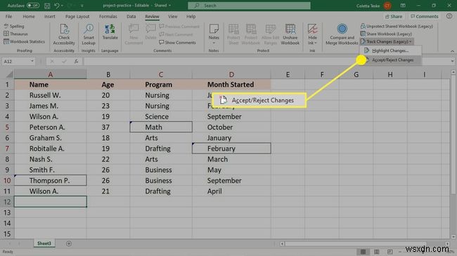 Excel में ट्रैक परिवर्तन का उपयोग कैसे करें