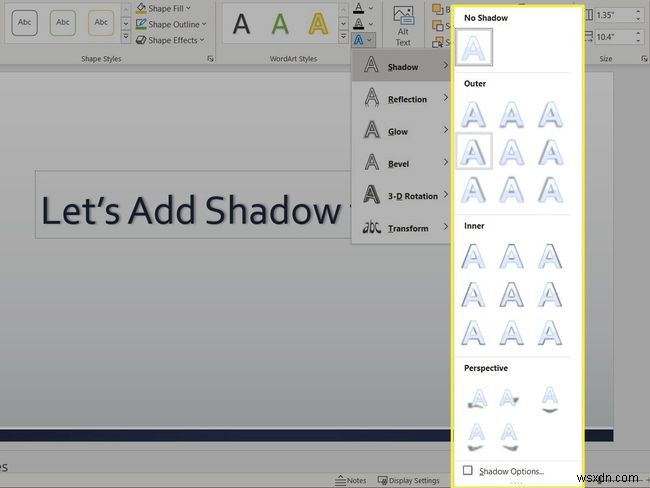 PowerPoint में टेक्स्ट शैडो कैसे लागू करें