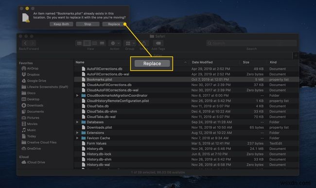 สำรองหรือย้ายที่คั่นหน้า Safari ของคุณไปยัง Mac เครื่องใหม่