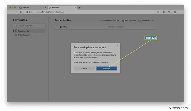วิธีการลบรายการโปรดบน Microsoft Edge