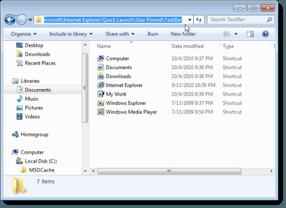 สำรองและกู้คืนรายการแถบงานที่ปักหมุดของคุณใน Windows 7/8/10 