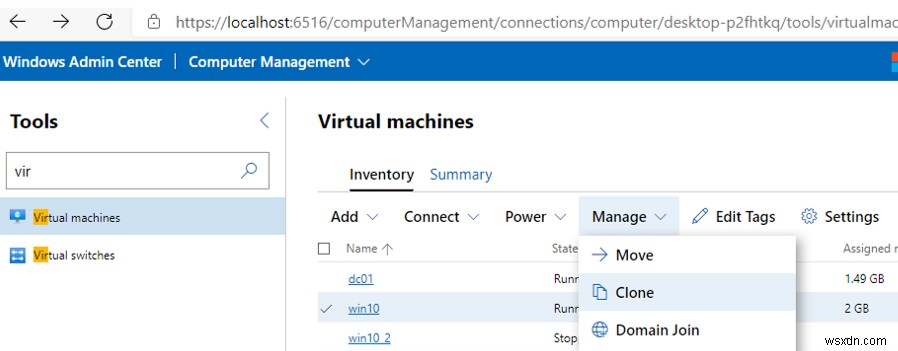 Nhập, xuất và sao chép máy ảo trong Hyper-V 