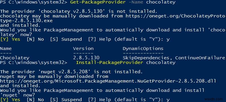 Sử dụng PowerShell PackageManagement trong Windows 10 