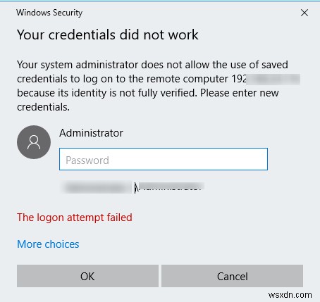 Khắc phục:Thông tin đăng nhập RDP đã lưu không hoạt động trong Windows 