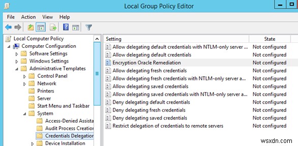 Lỗi xác thực RDP:Mã hóa CredSSP Oracle Remediation 