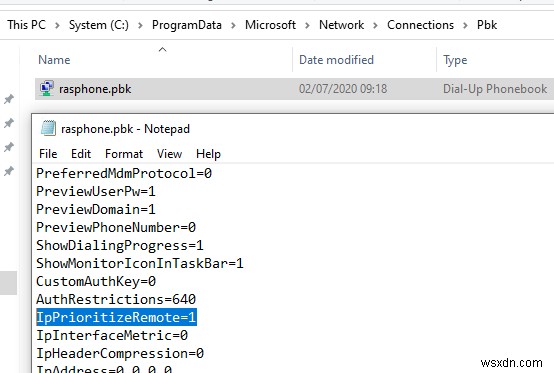 Windows 10:ไม่มีการเชื่อมต่ออินเทอร์เน็ตหลังจากเชื่อมต่อกับเซิร์ฟเวอร์ VPN 