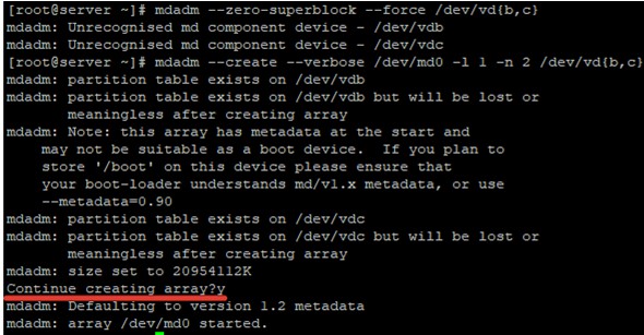 การกำหนดค่าซอฟต์แวร์ RAID บน Linux โดยใช้ MDADM 