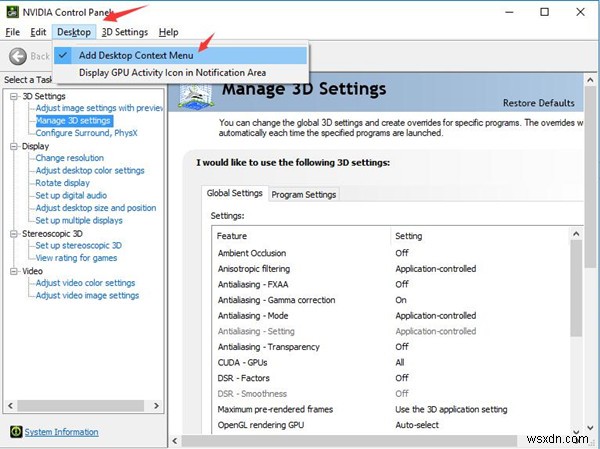 Đã giải quyết:Thiếu bảng điều khiển NVIDIA trên Windows 10 