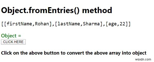 Phương thức Object.fromEntries () trong JavaScript. 