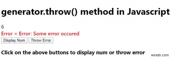 Phương thức launcher.throw () trong JavaScript. 