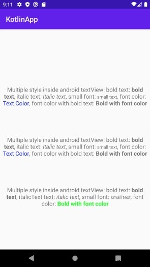 Làm cách nào để tạo nhiều kiểu bên trong TextView trên Android bằng Kotlin? 