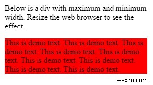 ตั้งค่าความกว้างต่ำสุดและความกว้างสูงสุดขององค์ประกอบโดยใช้ CSS 