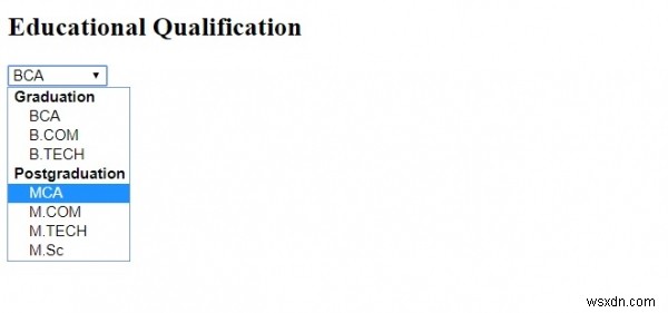 Thẻ  optgroup 
 HTML 