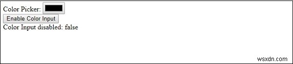 Thuộc tính màu đầu vào HTML DOM bị vô hiệu hóa 