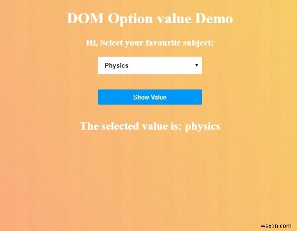 HTML DOM Option Giá trị thuộc tính 