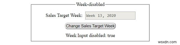 HTML DOM Input Week ปิดใช้งานคุณสมบัติ 