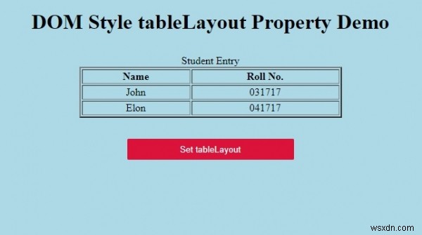 HTML DOM Style tableLayout Thuộc tính 