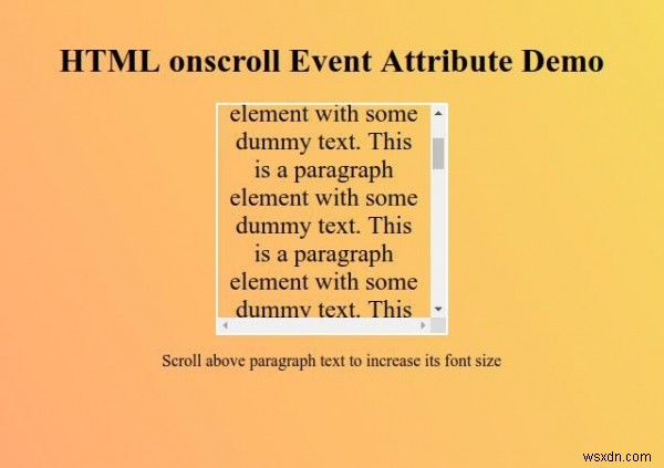 Thuộc tính sự kiện trên HTML onscroll 