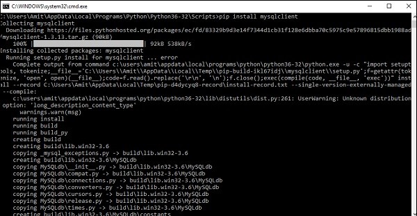 จะติดตั้งโมดูล Python MySQLdb โดยใช้ pip ได้อย่างไร 
