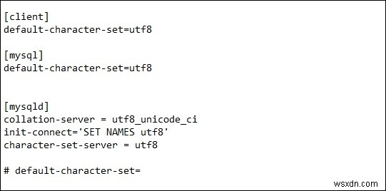 Thay đổi bộ ký tự mặc định của MySQL thành UTF-8 trong my.cnf? 