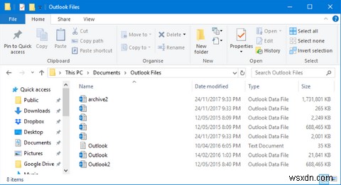 วิธีสำรองอีเมล (Outlook) ของคุณด้วยประวัติไฟล์ Windows 10 