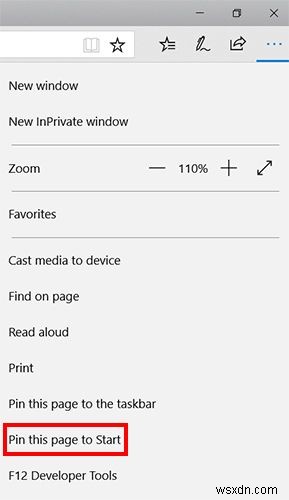 วิธีปักหมุดเว็บไซต์เพื่อเริ่มเมนูใน Windows 10 