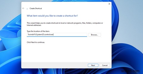 Cách thiết lập phím tắt bảng điều khiển trong Windows 11 