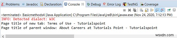 สลับแท็บโดยใช้ Selenium WebDriver กับ Java 