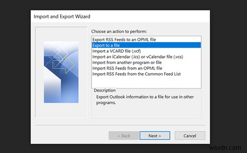 วิธีการส่งออกอีเมลจาก Outlook