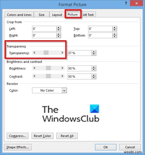 วิธีทำให้พื้นหลังรูปภาพหรือรูปร่างโปร่งใสใน Publisher 