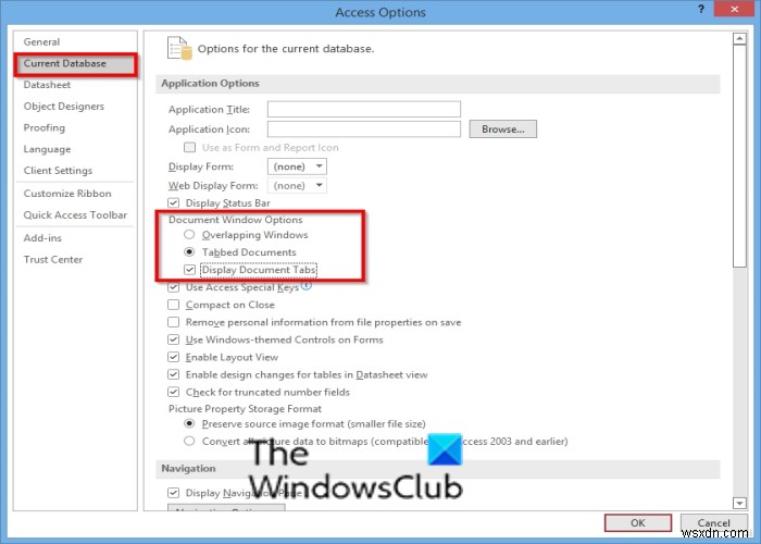 วิธีตั้งค่าตัวเลือกหน้าต่างเอกสารในการเข้าถึง