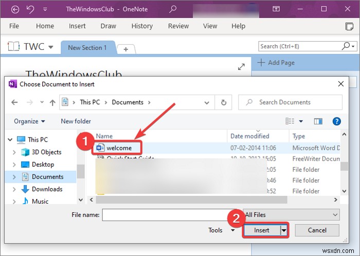 วิธีการแทรกเอกสาร Word ลงในบันทึกย่อ OneNote