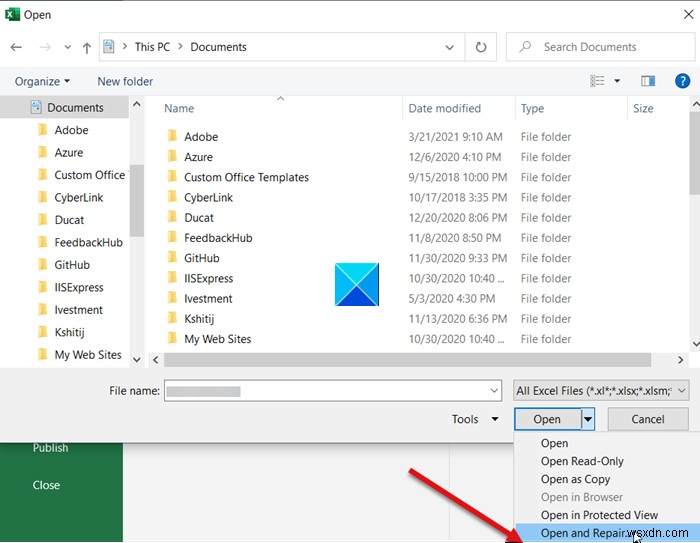 एक्सेल फ़ाइल नहीं खोल सकता क्योंकि फ़ाइल स्वरूप या एक्सटेंशन मान्य नहीं है 