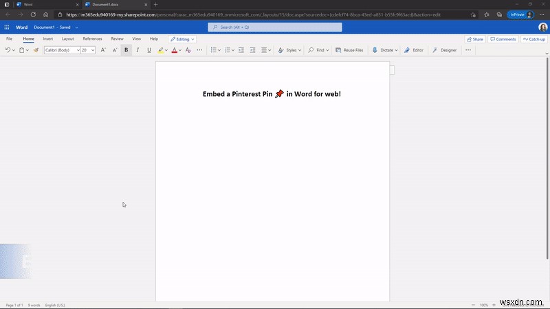 วิธีฝังพิน Pinterest ใน OneNote หรือ Word 