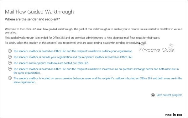 ตัวแก้ไขปัญหาการไหลของจดหมาย Office 365 จาก Microsoft 