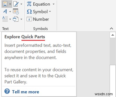 วิธีใช้ Quick Parts เพื่อวางข้อความจาก Microsoft Word ไปยัง Outlook 