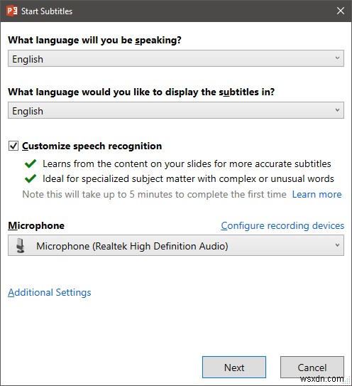 Presentation Translator ให้คุณเพิ่มคำบรรยายสดและแปลงานนำเสนอ 