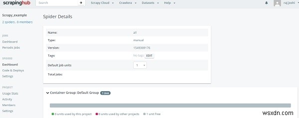 การปรับใช้สไปเดอร์ Scrapy บน ScrapingHub 
