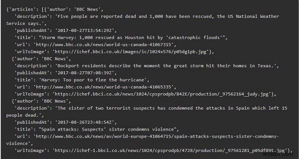 Tìm nạp tin tức hàng đầu bằng API tin tức bằng Python 