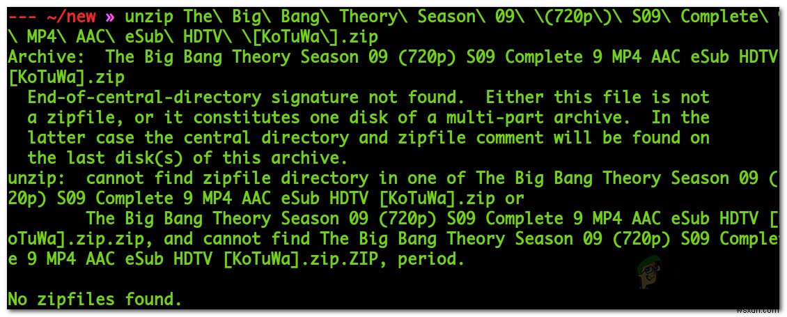 วิธีแก้ไข End of Central Directory Signature Not Found 