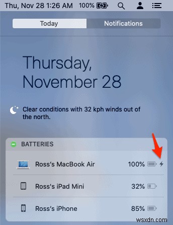 วิธีตรวจสอบแบตเตอรี่ iPhone/iPad จาก Mac 