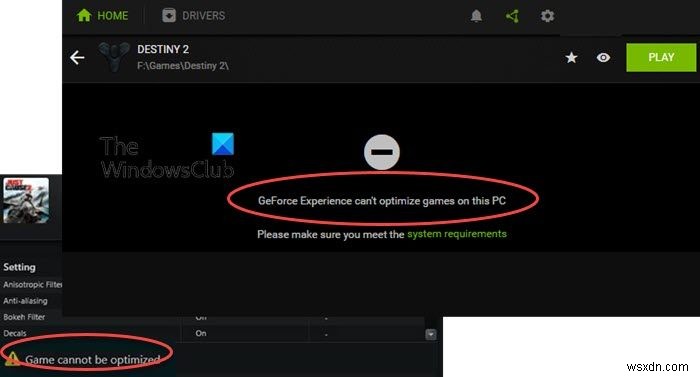 GeForce Experience không thể tối ưu hóa Trò chơi trên PC Windows 