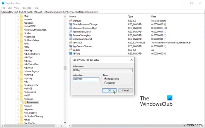 วิธีเปิดใช้งานหรือปิดใช้งานการบันทึกการดีบักสำหรับบริการ Netlogon บน Windows 10 
