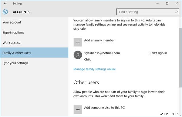 ผู้ดูแลระบบ มาตรฐาน ที่ทำงาน โรงเรียน เด็ก บัญชีผู้เยี่ยมชมใน Windows 11/10 