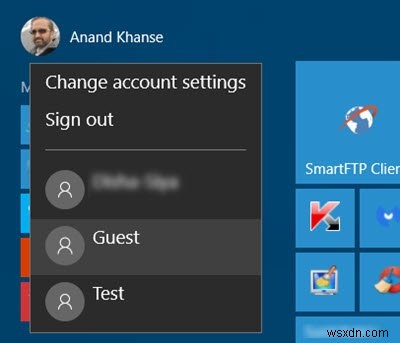 ผู้ดูแลระบบ มาตรฐาน ที่ทำงาน โรงเรียน เด็ก บัญชีผู้เยี่ยมชมใน Windows 11/10 