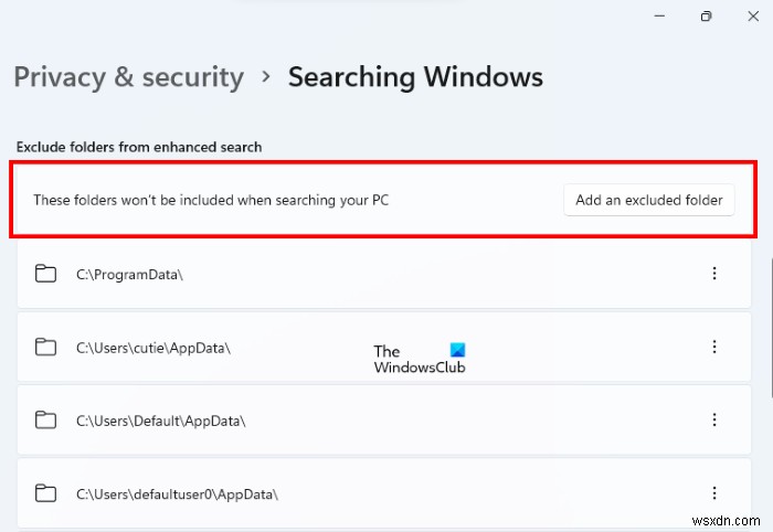 วิธีซ่อนไฟล์และโฟลเดอร์จากผลการค้นหาใน Windows 11/10 