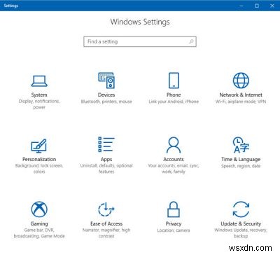 Mở trang Cài đặt Windows bằng phím tắt trên Màn hình hoặc Trình đơn ngữ cảnh 