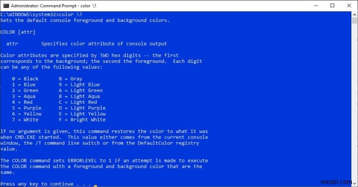 Cách thay đổi màu nền và màu nền trong Command Prompt 