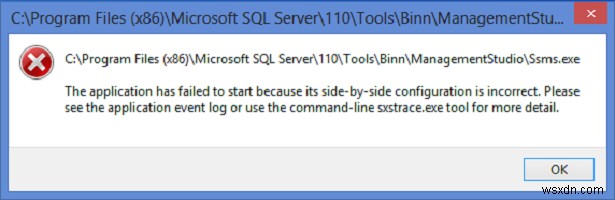 แอปพลิเคชันไม่สามารถเริ่มต้นได้เนื่องจากการกำหนดค่าแบบเคียงข้างกันไม่ถูกต้อง 