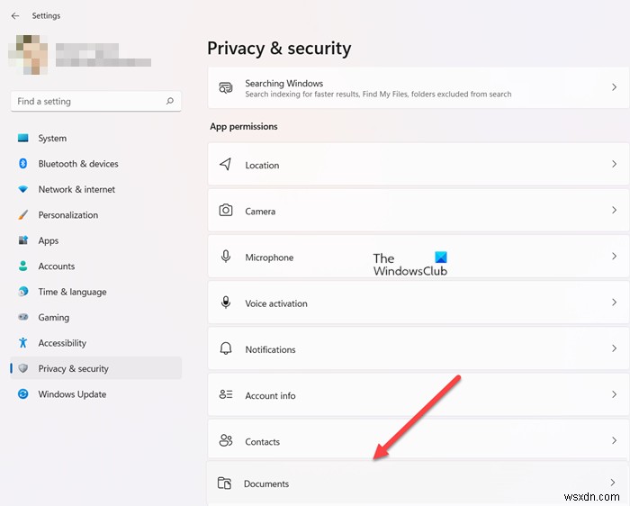 Cho phép hoặc vô hiệu hóa các ứng dụng có quyền truy cập Thư viện tài liệu trong Windows 11/10 